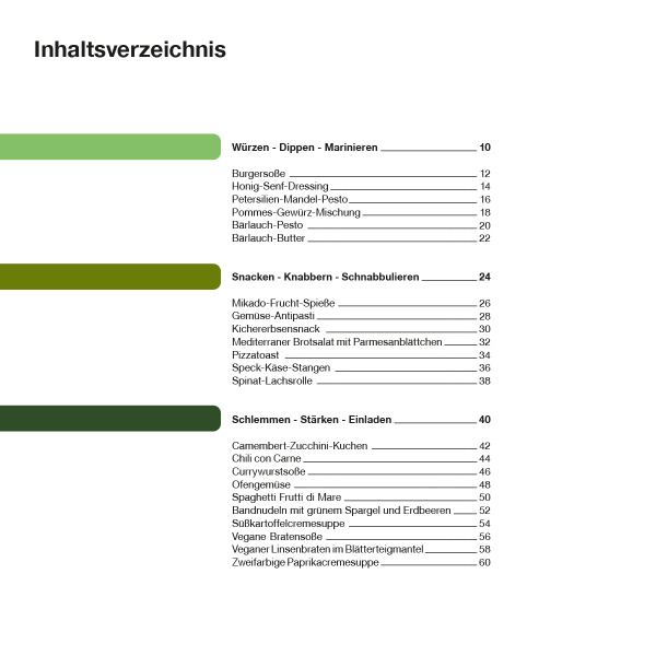 CABRESSO - Das Kochbuch aus Augsburg - Inhaltsverzeichnis